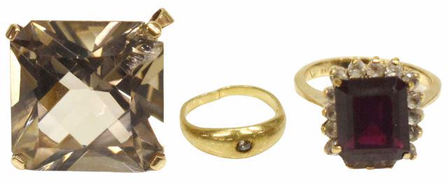 (3) 14KT & 10KT GOLD SCRAP JEWELRY PENDANT, RINGS (1 of 2)