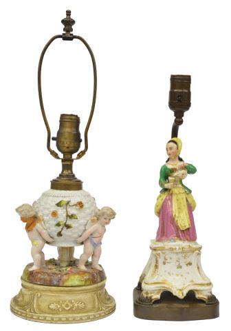 (2) PORCELAIN FIGURE GROUPS MOUNTED AS TABLE LAMPS (1 of 4)