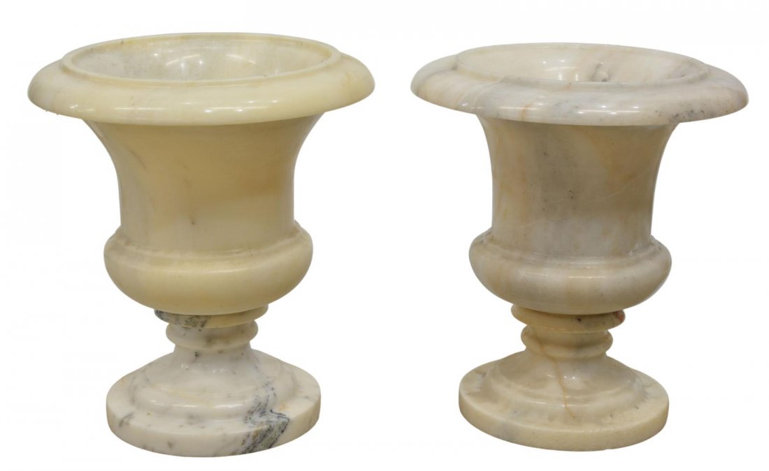 (2) MARBLE CAMPANA URN GARDEN PLANTERS (1 of 3)