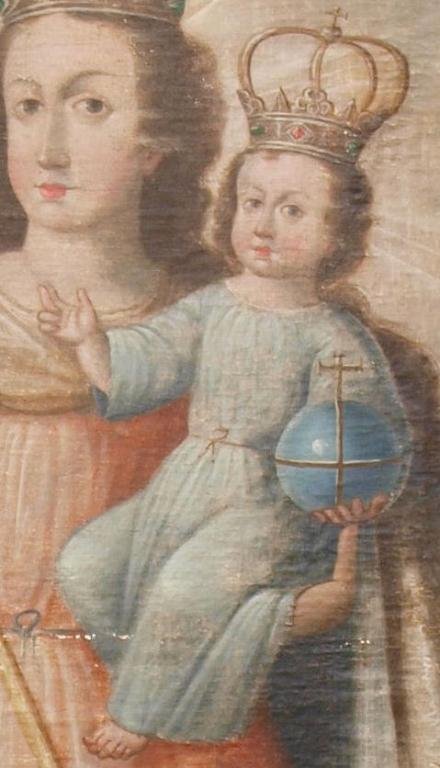 LARGE ANTIQUE RELIGIOUS OIL PAINTING, CUZCO SCHOOL - 4