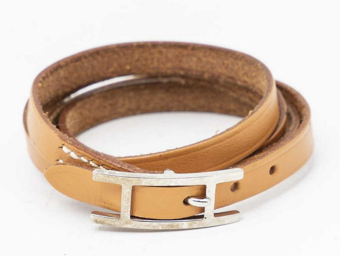 HERMES 'HAPI TRIPLE TOUR' LEATHER WRAP BRACELET (1 of 2)