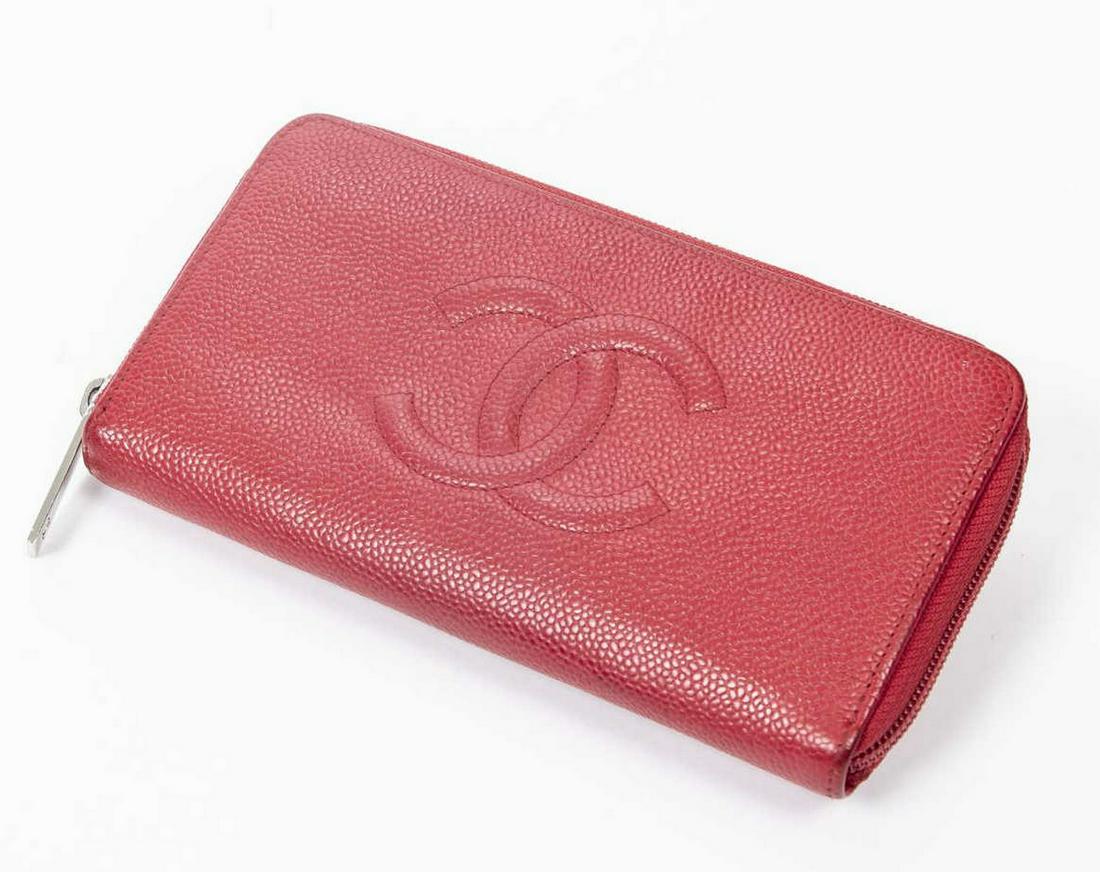 CHANEL TIMELESS RED CAVIAR LEATHER ZIP WALLET (1 of 3)