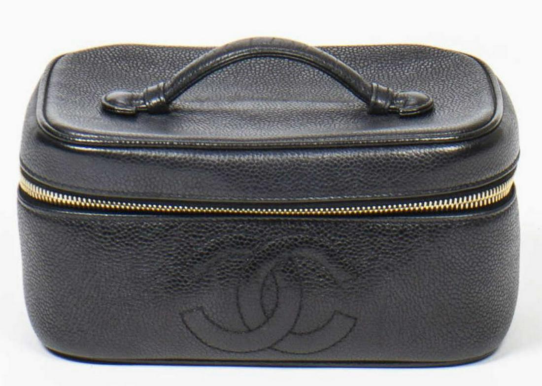 CHANEL BLACK CAVIAR LEATHER COSMETICS POUCH (1 of 7)