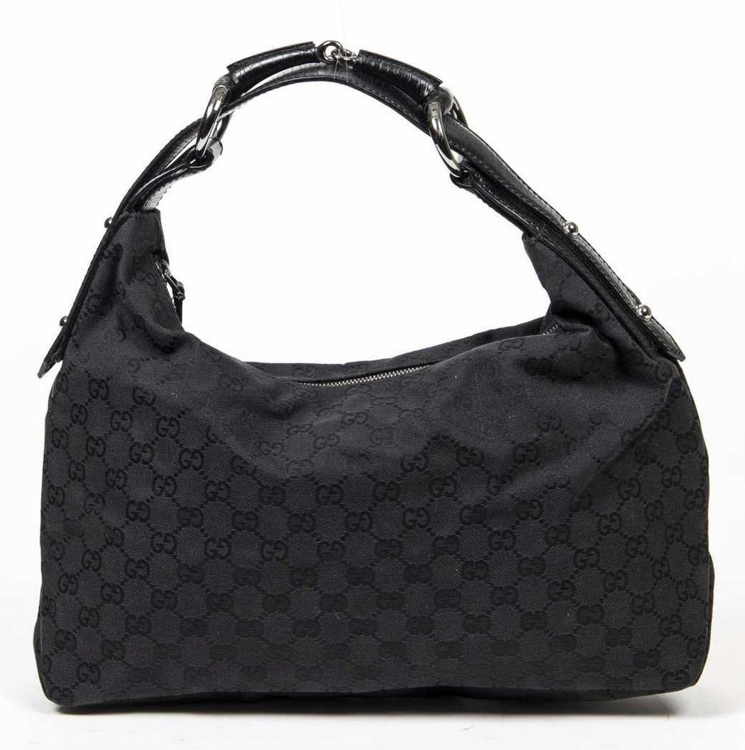 GUCCI HORSE BIT MONOGRAM CANVAS HOBO SHOULDER BAG (1 of 7)