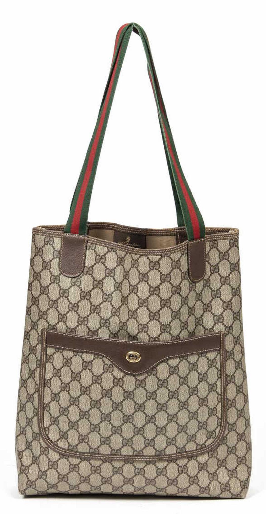 VINTAGE GUCCI 'GG PLUS' COATED CANVAS TOTE BAG (1 of 7)