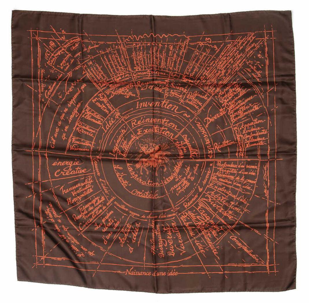 HERMES SILK TWILL SCARF 'NAISSANCE D'UNE IDEE' (1 of 2)