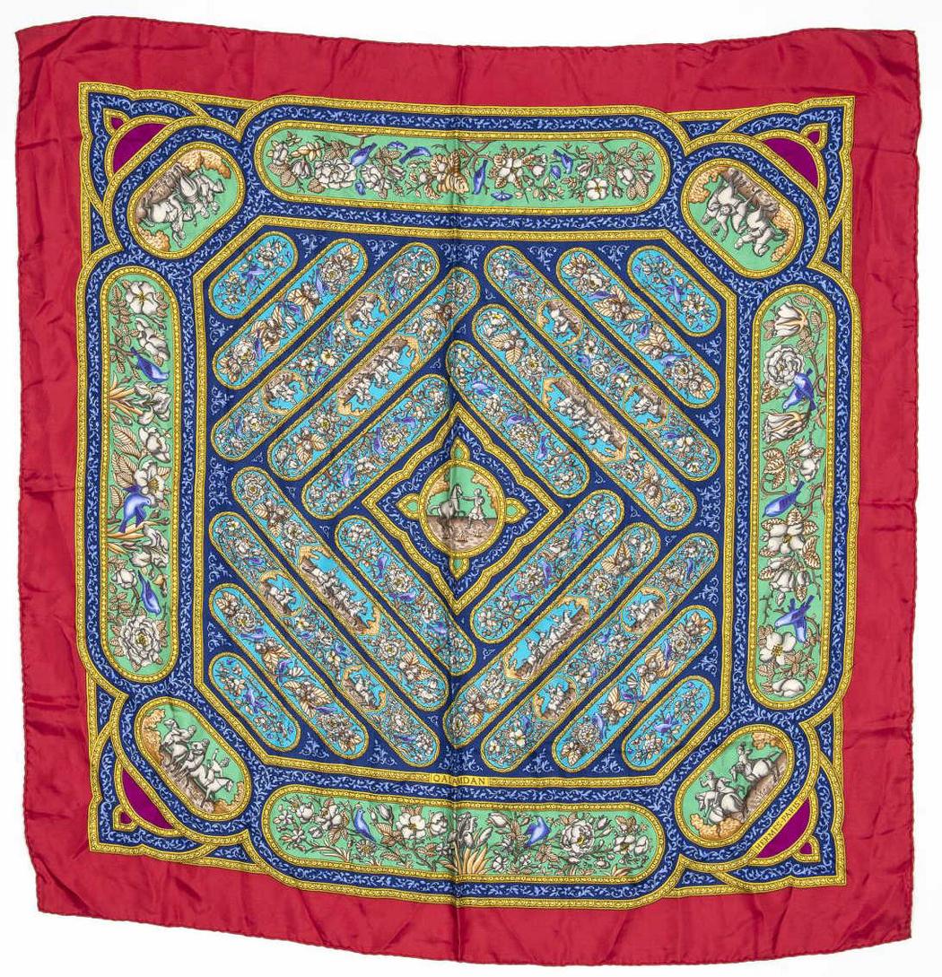 HERMES SILK TWILL SCARF, 'QALAMDAN' (1 of 2)