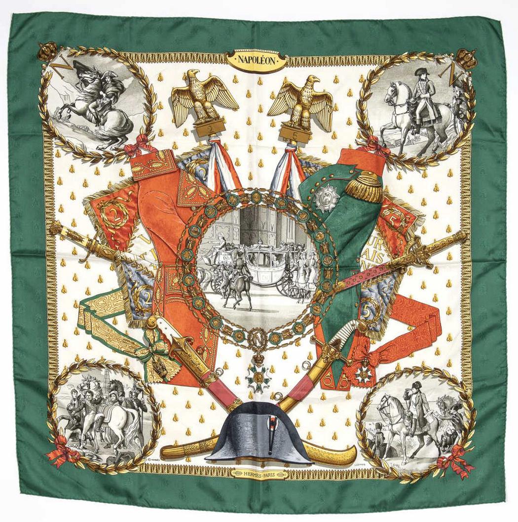HERMES SILK TWILL SCARF, 'NAPOLEON' LEDOUX (1 of 2)
