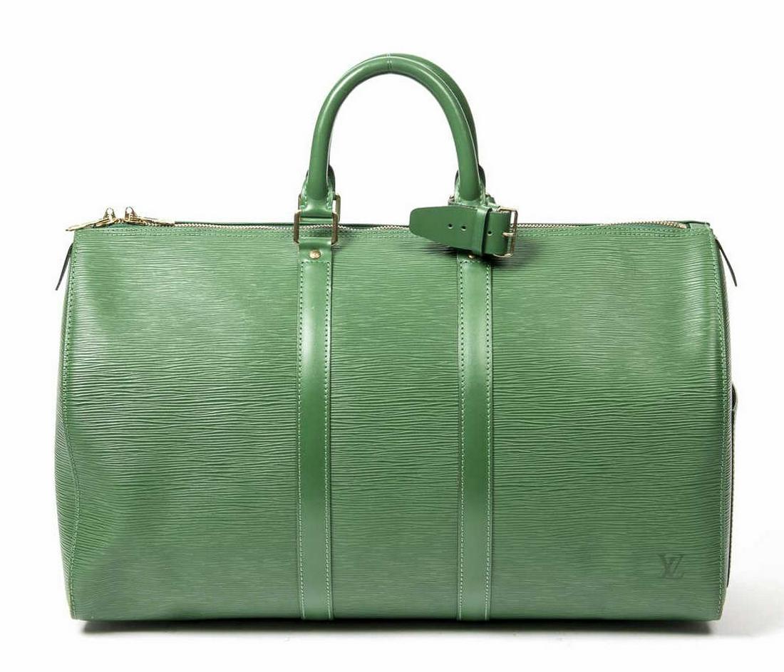 LOUIS VUITTON 'KEEPALL' GREEN EPI DUFFLE BAG (1 of 7)