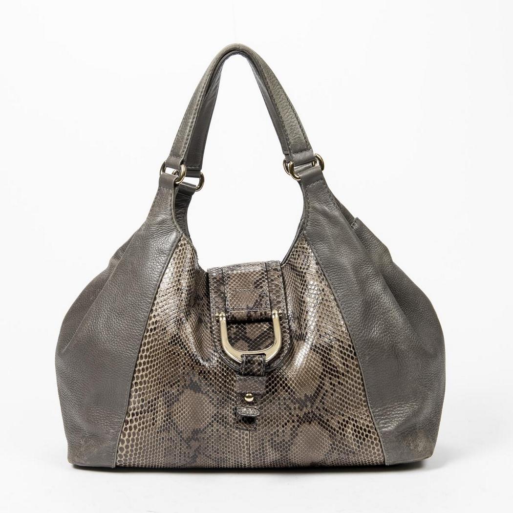 GUCCI PYTHON SNAKESKIN & LEATHER HANDBAG (1 of 7)