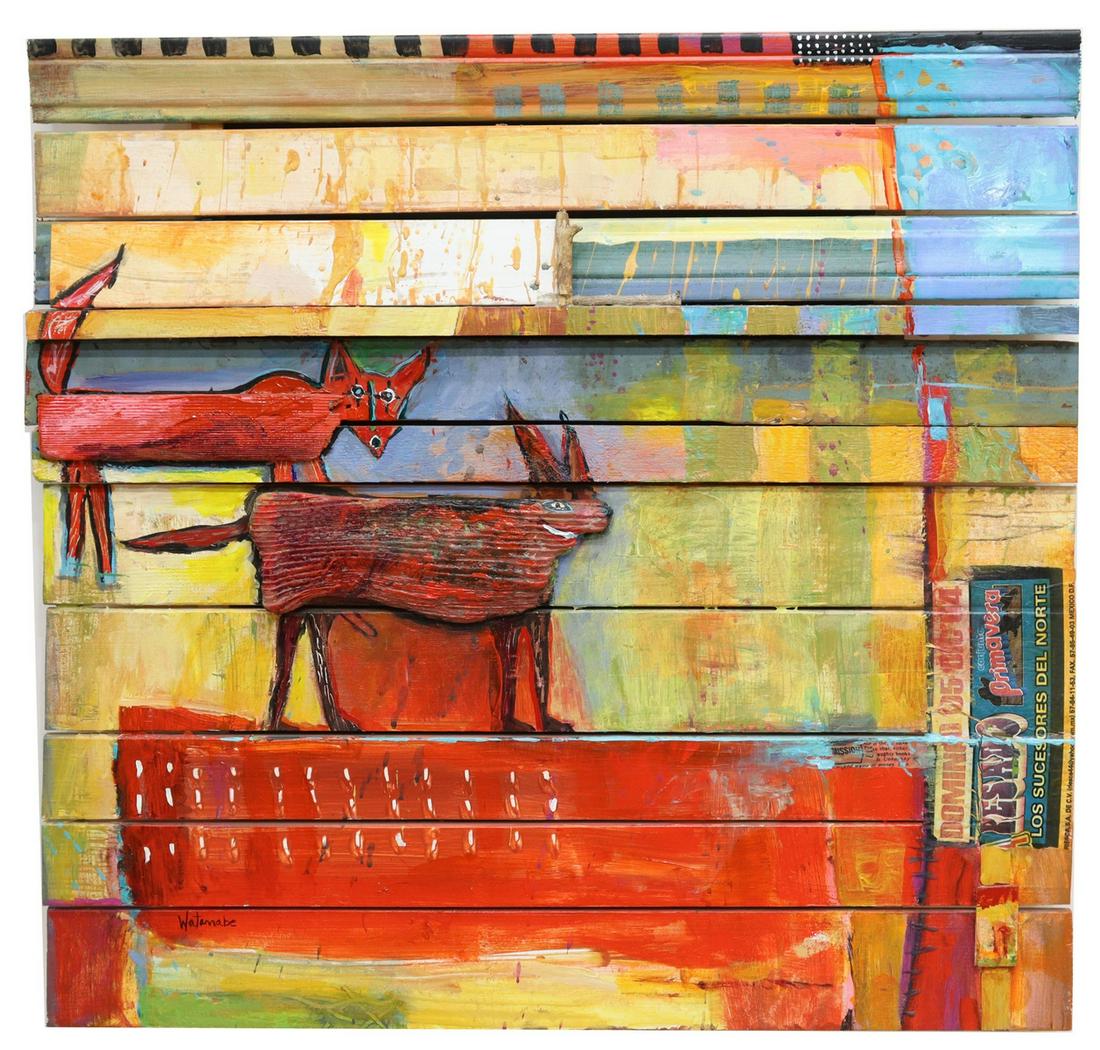 CAROLE RAE WATANABE (B.1945) 'TRAIL MIX' WOOD ART (1 of 3)