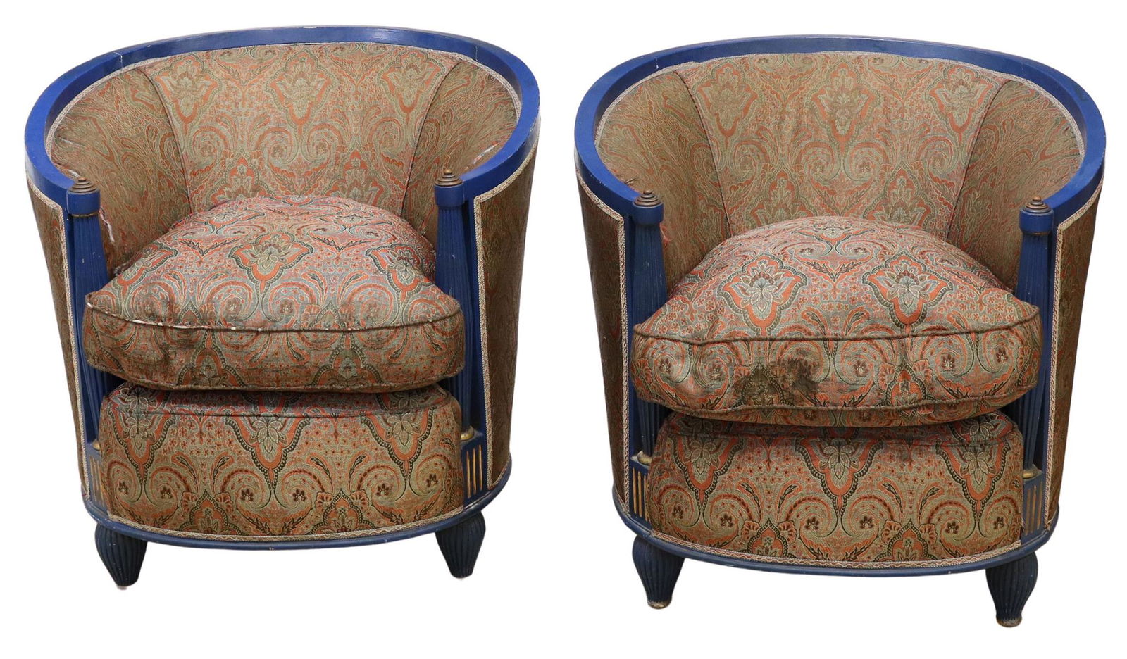 (2) FRENCH ART DECO PAINTED TUB CHAIRS (1 of 3)