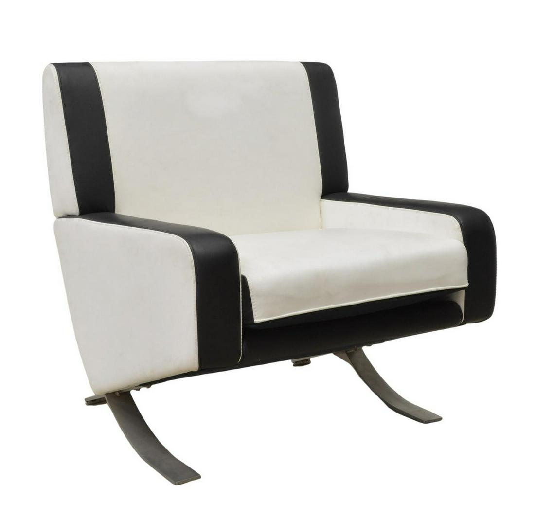 ITALIAN MODERN TWO-TONE LEATHER ARMCHAIR (1 of 5)