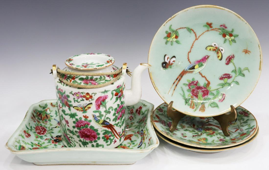(5) CHINESE PORCELAIN CELADON TABLEWARE & TEAPOT (1 of 4)