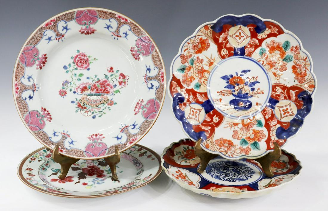 (4) CHINESE & IMARI-PALETTE PORCELAIN PLATES (1 of 3)