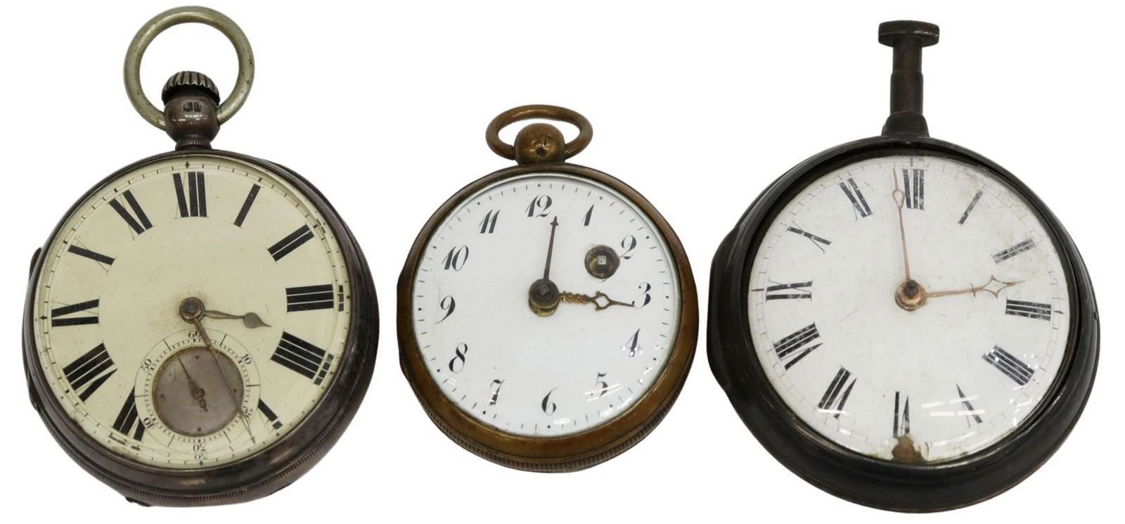 3) ENGLISH, IRISH, FRENCH FUSEE WATCHES 2 STERLING (1 of 2)