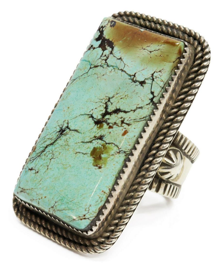 GENTS NATIVE AMERICAN STERLING & TURQUOISE RING (1 of 5)