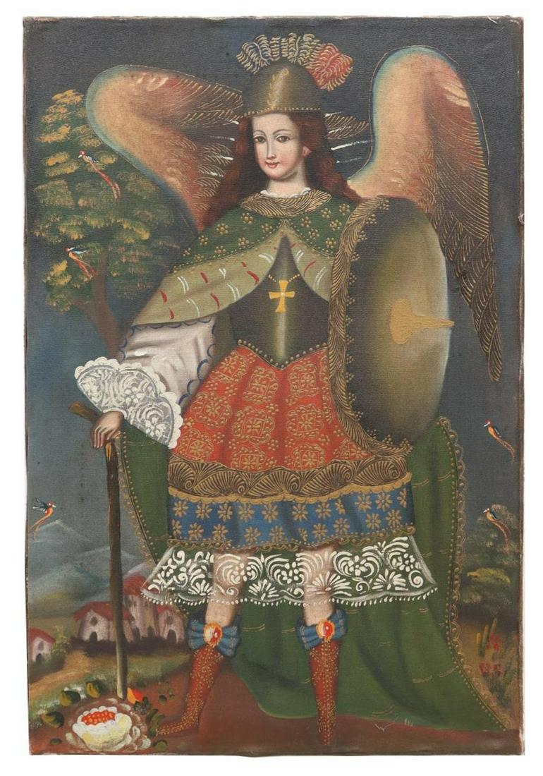 CUZCO SCHOOL STYLE ARCHANGEL MICHAEL PAINTING (1 of 3)