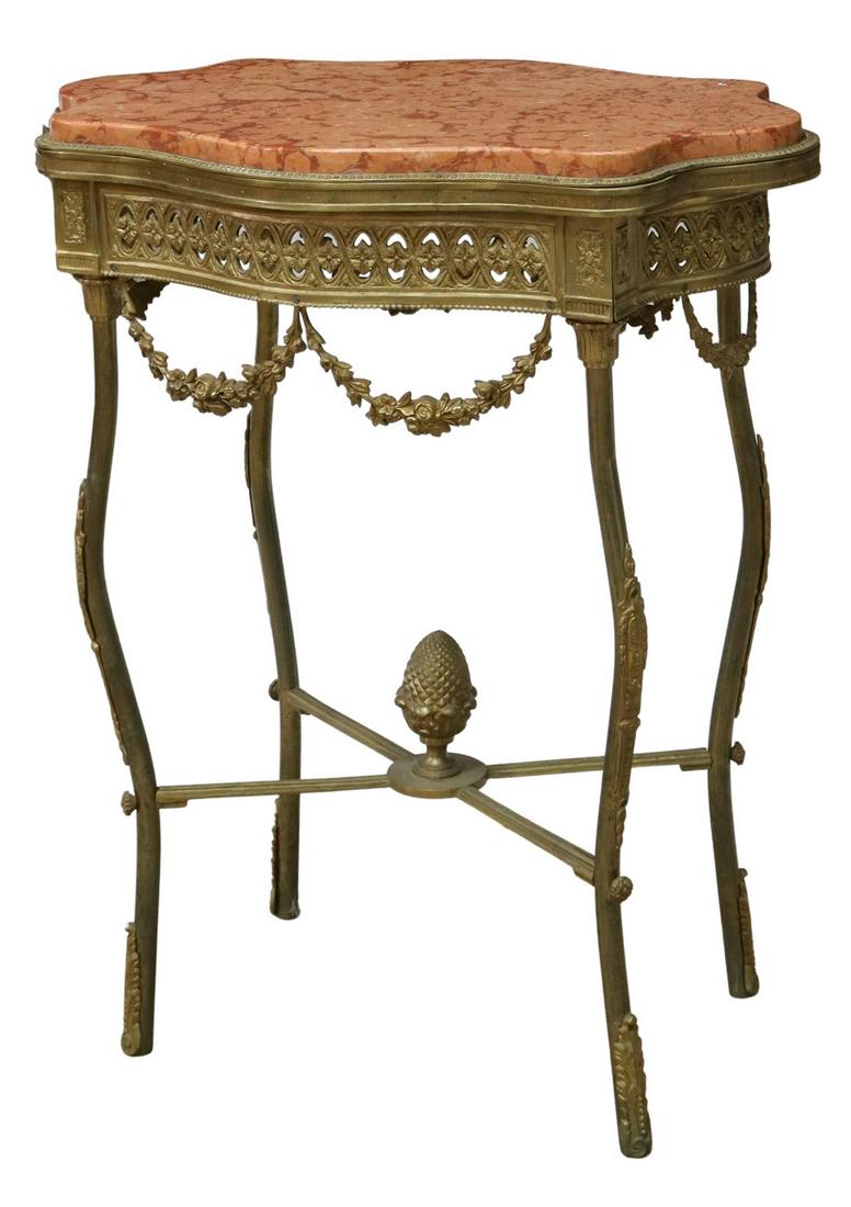 FRENCH MARBLE-TOP GILT METAL SIDE TABLE (1 of 4)