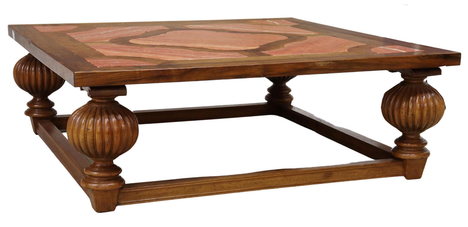 FRENCH ONYX-TOP WALNUT COFFEE TABLE (1 of 2)