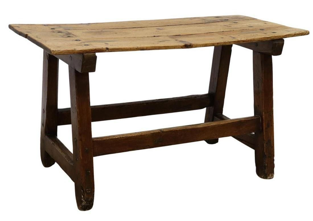 SPANISH COLONIAL WORK TABLE DIAMOND PATTERN INLAYS (1 of 4)