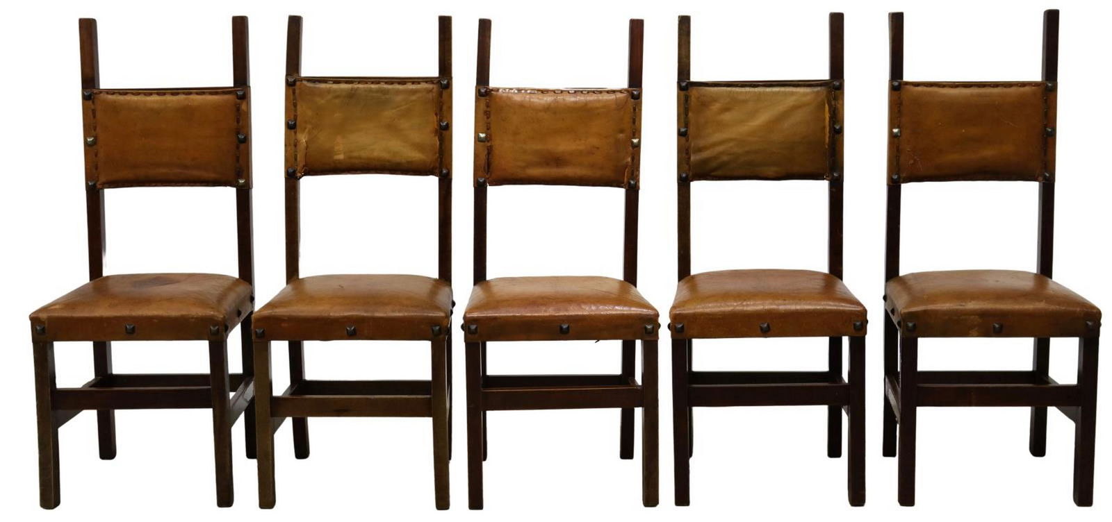 (5) SPANISH BAROQUE STYLE LEATHER SIDE CHAIRS (1 of 2)