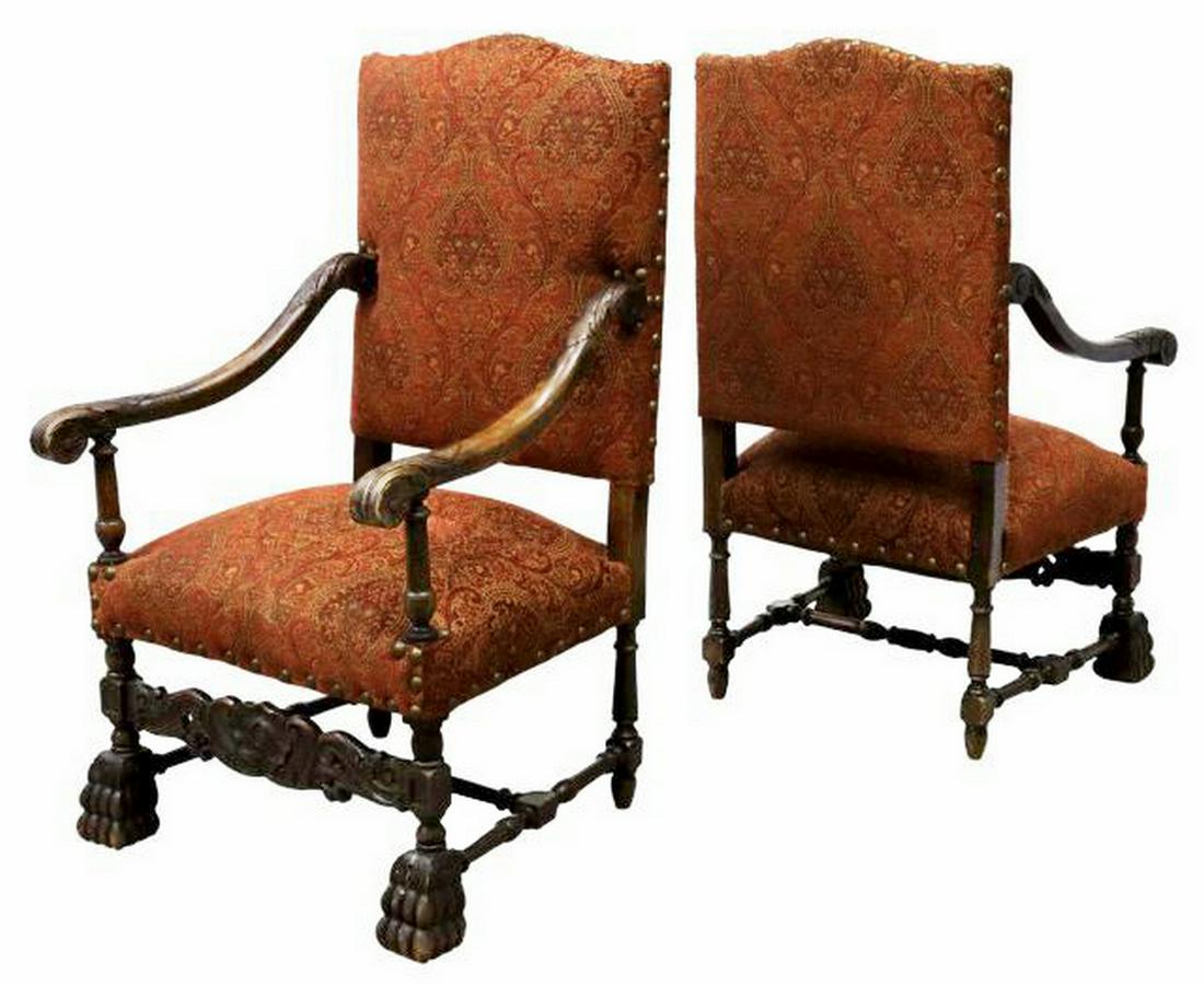 (2) BAROQUE STYLE HIGHBACK UPHOLSTERED ARMCHAIRS (1 of 3)