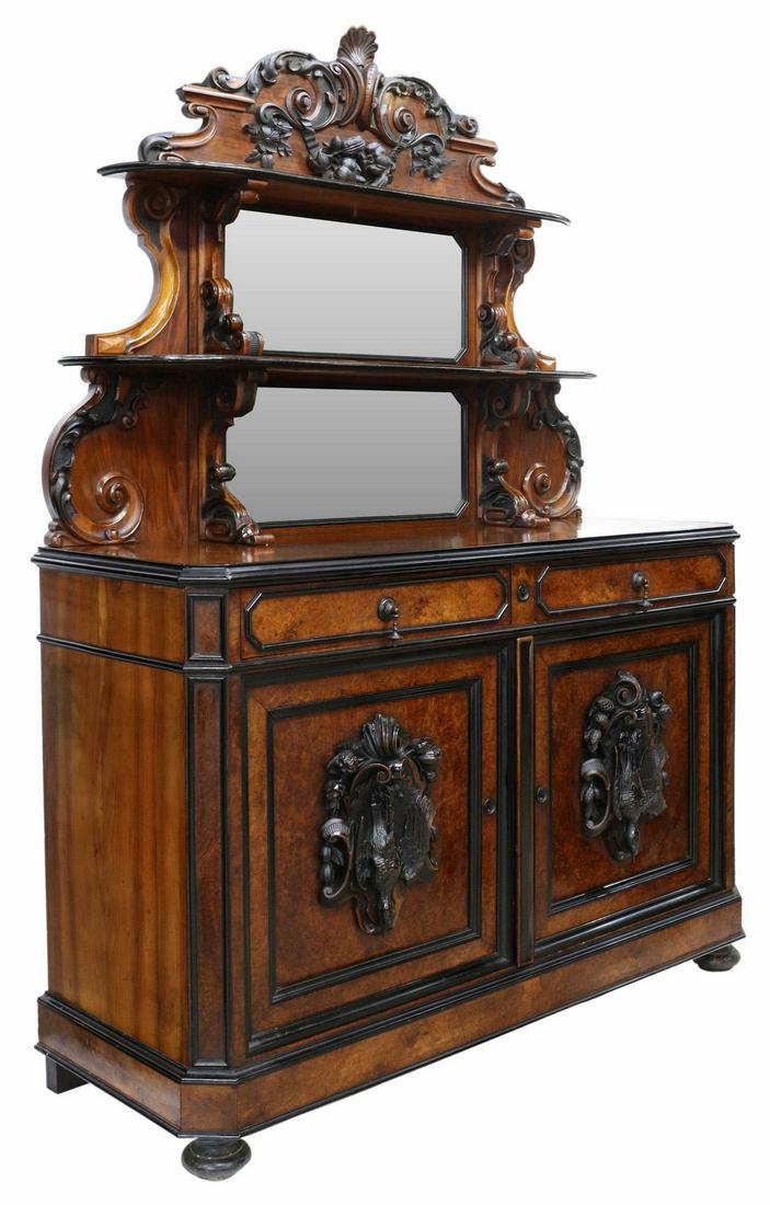 FRENCH SAINT HUBERT BURLWOOD HUNTING SIDEBOARD (1 of 6)