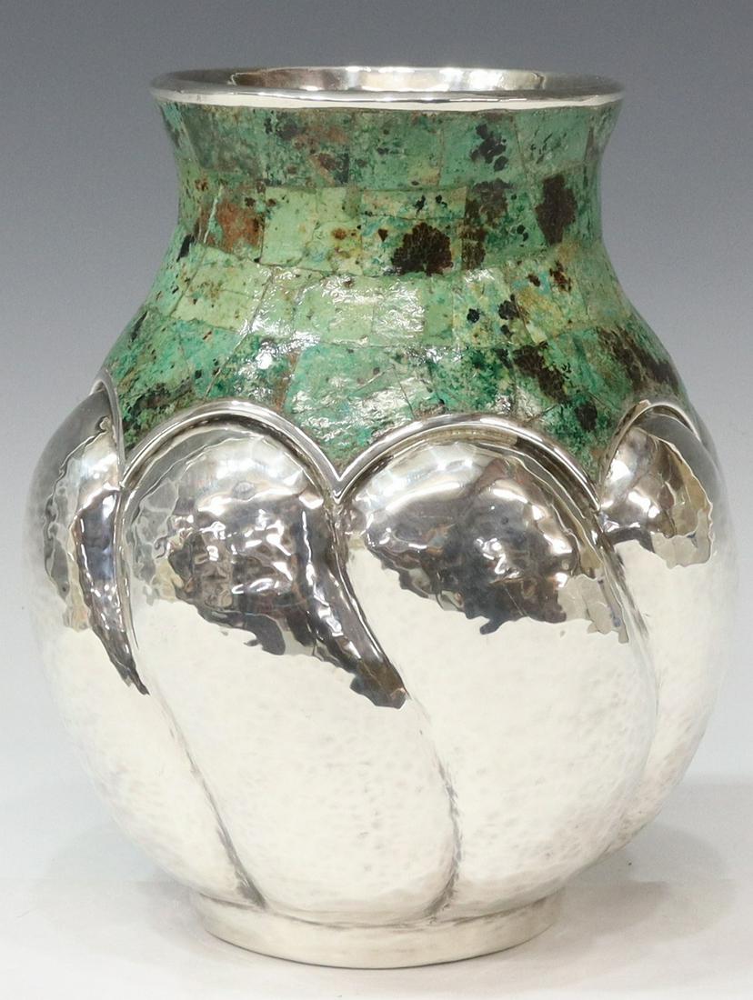 LOS CASTILLO SILVER PLATE & TURQUOISE VASE (1 of 5)