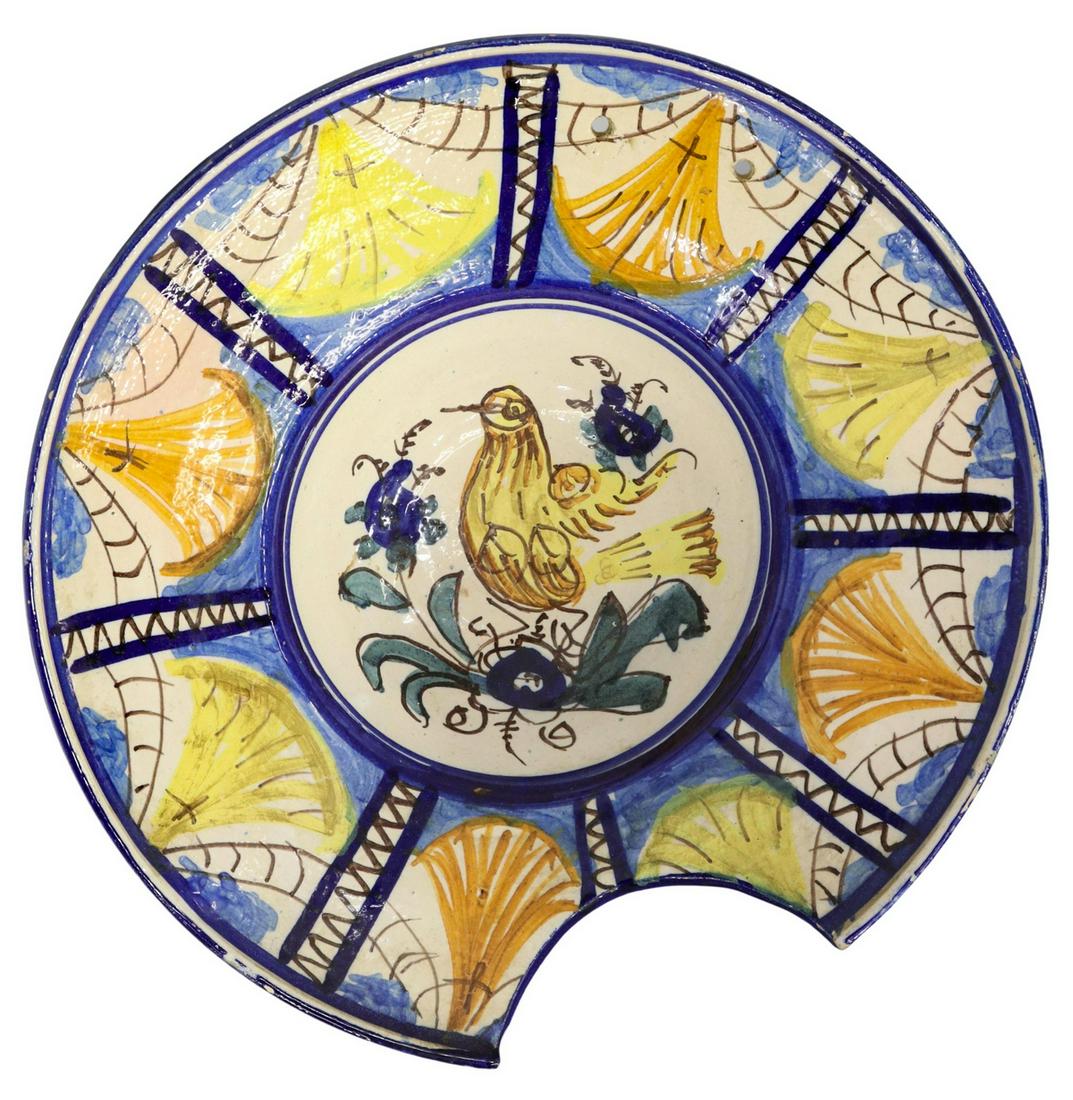 SPANISH EARTHENWARE SHAVING BOWL, LATE 18TH C. (1 of 3)