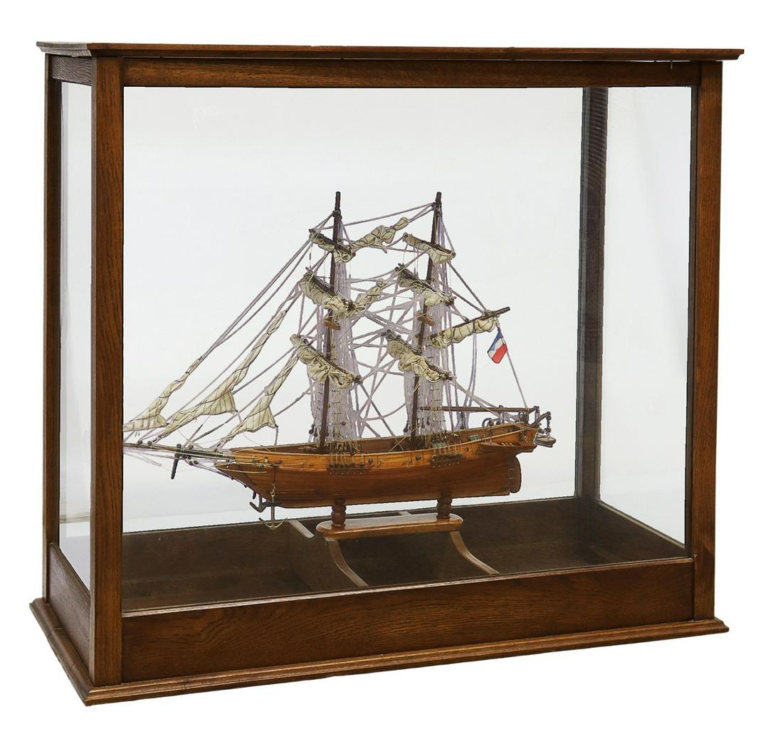 LARGE FRENCH OAK CASED MODEL SHIP (1 of 5)