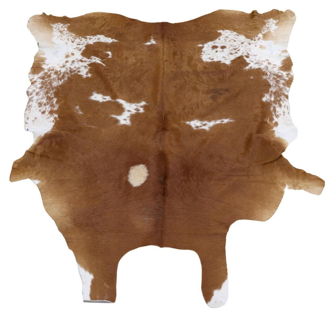 COWHIDE, REDDISH BROWN & WHITE, APPROX. 84" x 75" (1 of 3)
