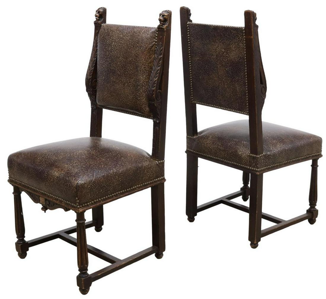 (10) SPANISH RENAISSANCE REVIVAL LEATHER CHAIRS (1 of 3)