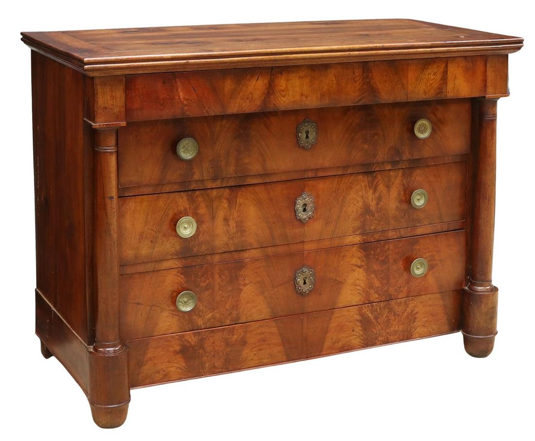 FRENCH EMPIRE STYLE WALNUT FOUR-DRAWER COMMODE (1 of 5)