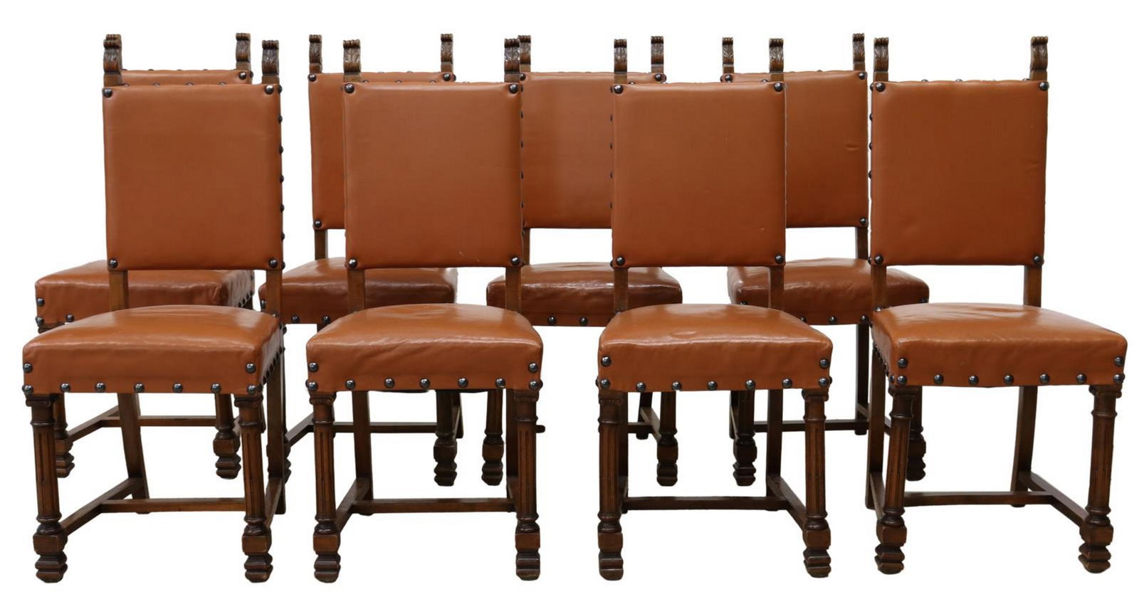 (8) SPANISH BAROQUE STYLE LEATHER DINING CHAIRS (1 of 3)