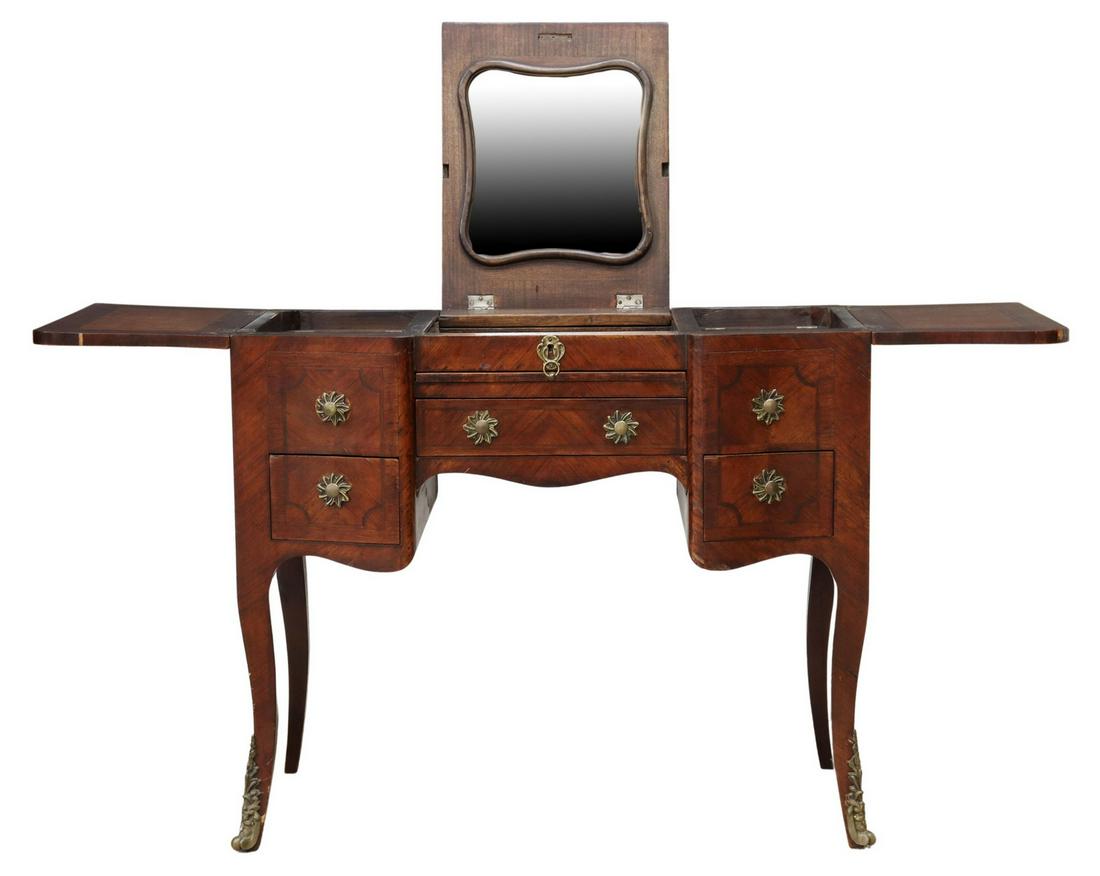 FRENCH LOUIS XV STYLE MAHOGANY VANITY POUDRE TABLE (1 of 5)