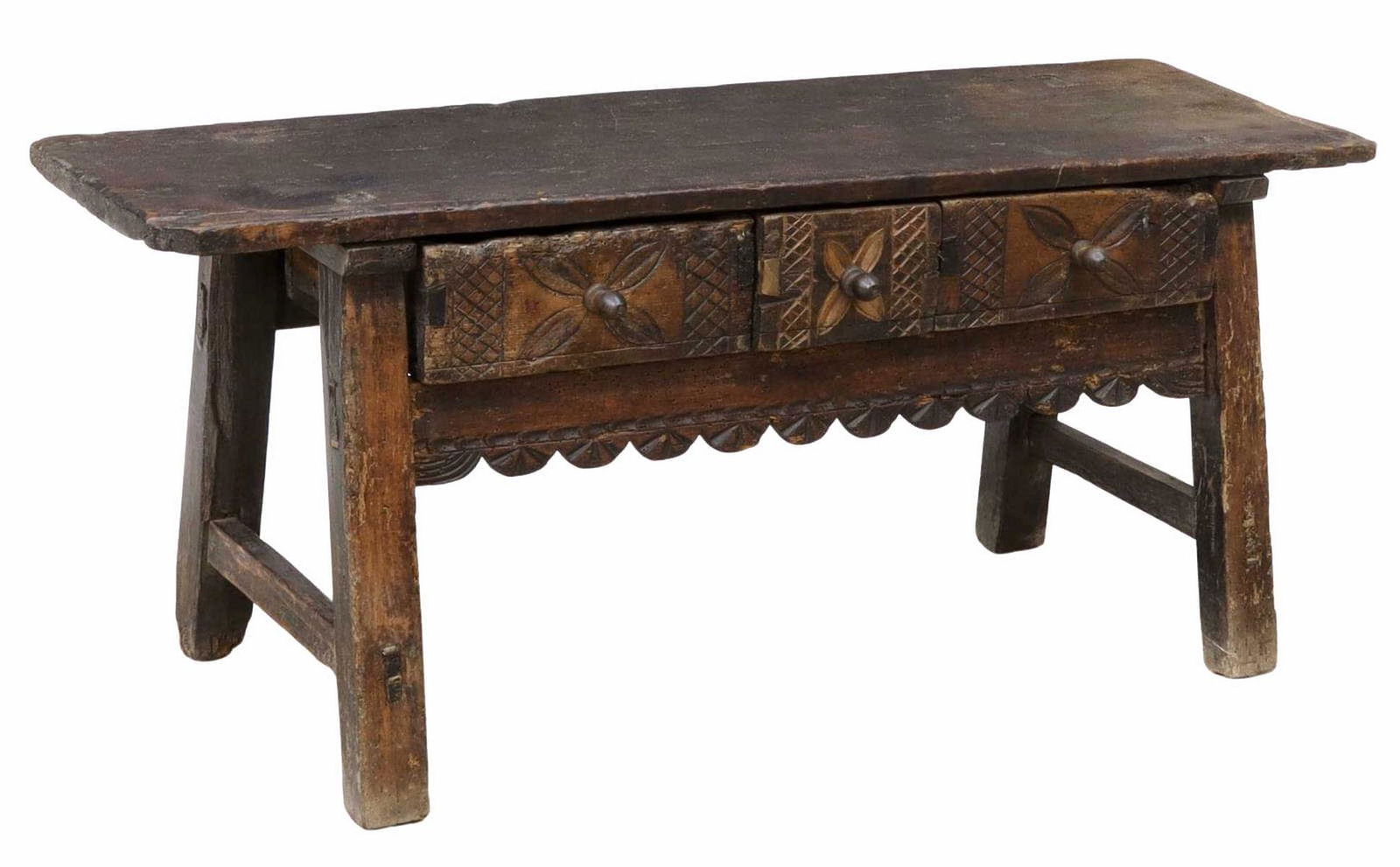 GUATEMALAN CARVED WOOD LOW TABLE, 19TH C. (1 of 4)