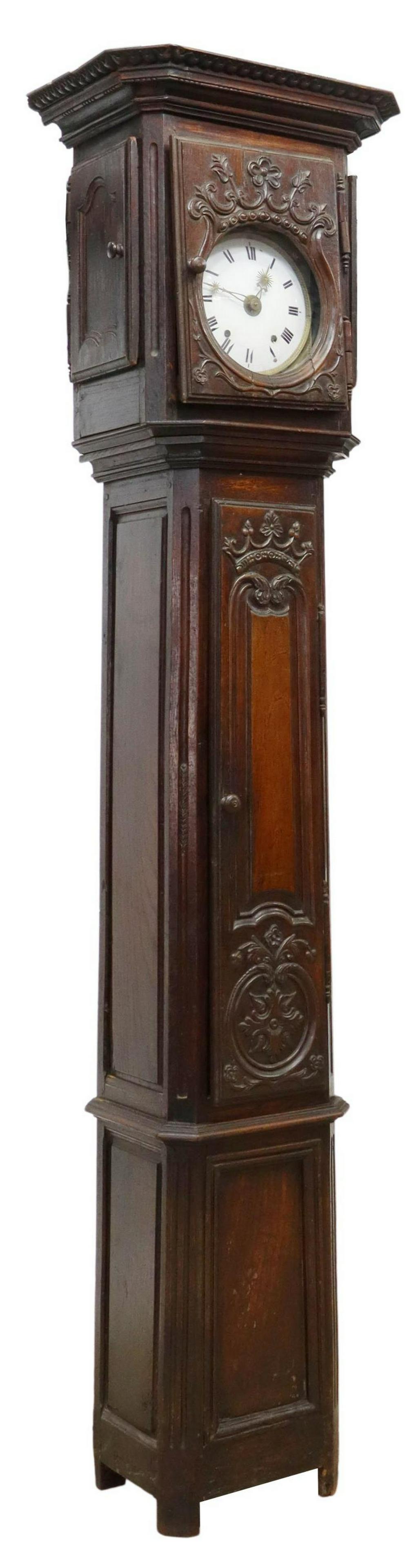FRENCH OAK LONGCASE MORBIER CLOCK (1 of 5)