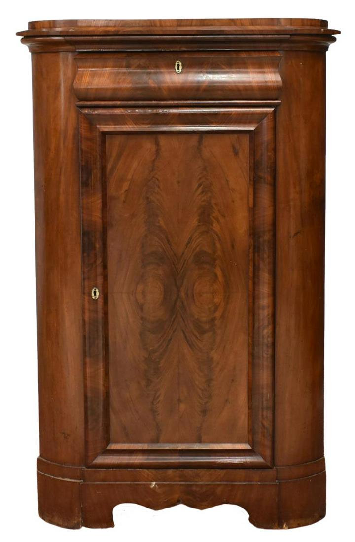 DANISH BIEDERMEIER MAHOGANY CORNER CABINET, 19TH C (1 of 4)