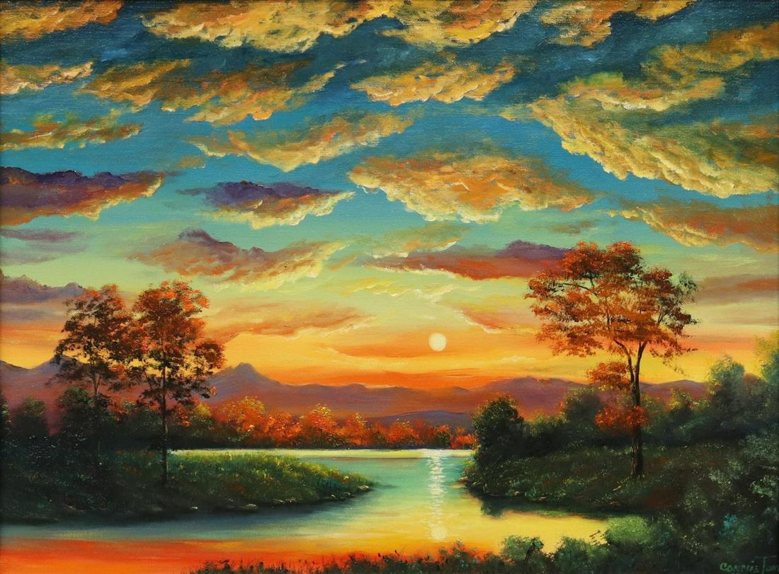 CONNIE TOM (1950-2014) 'AUGUST SUNSET' PAINTING (1 of 4)