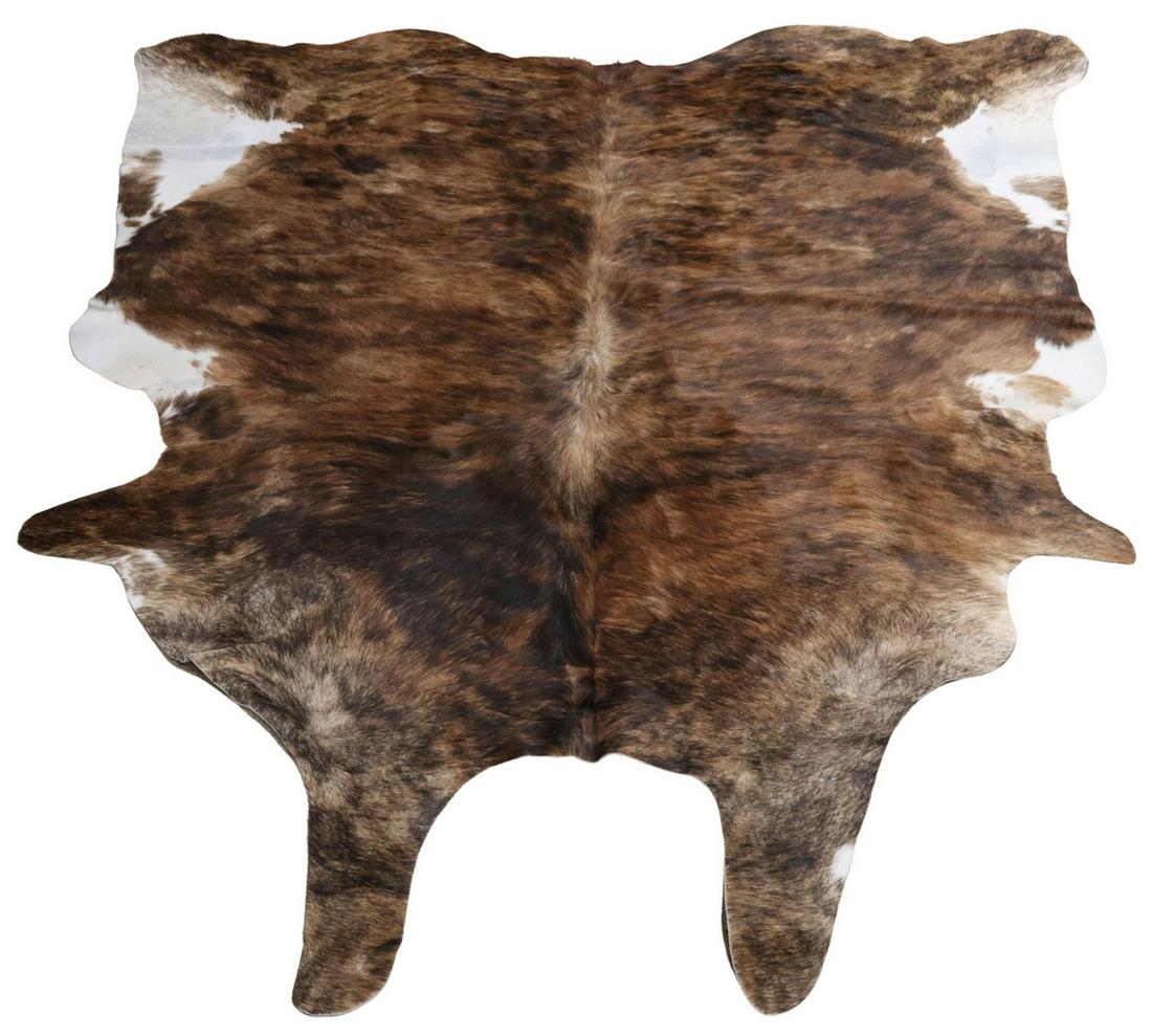 COWHIDE, BROWN, BLACK, WHITE, APPROX. 73" x 84" (1 of 2)