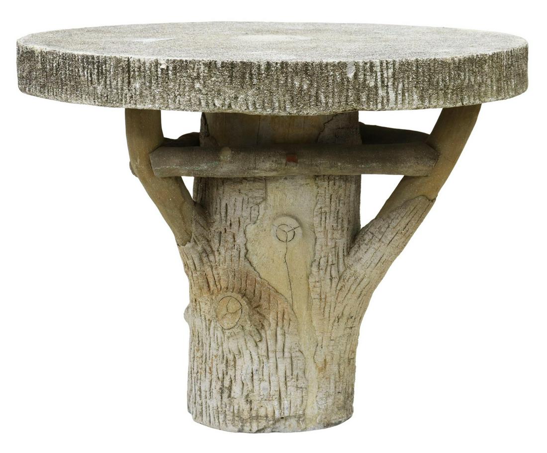 CAST CONCRETE FAUX BOIS GARDEN TABLE (1 of 4)