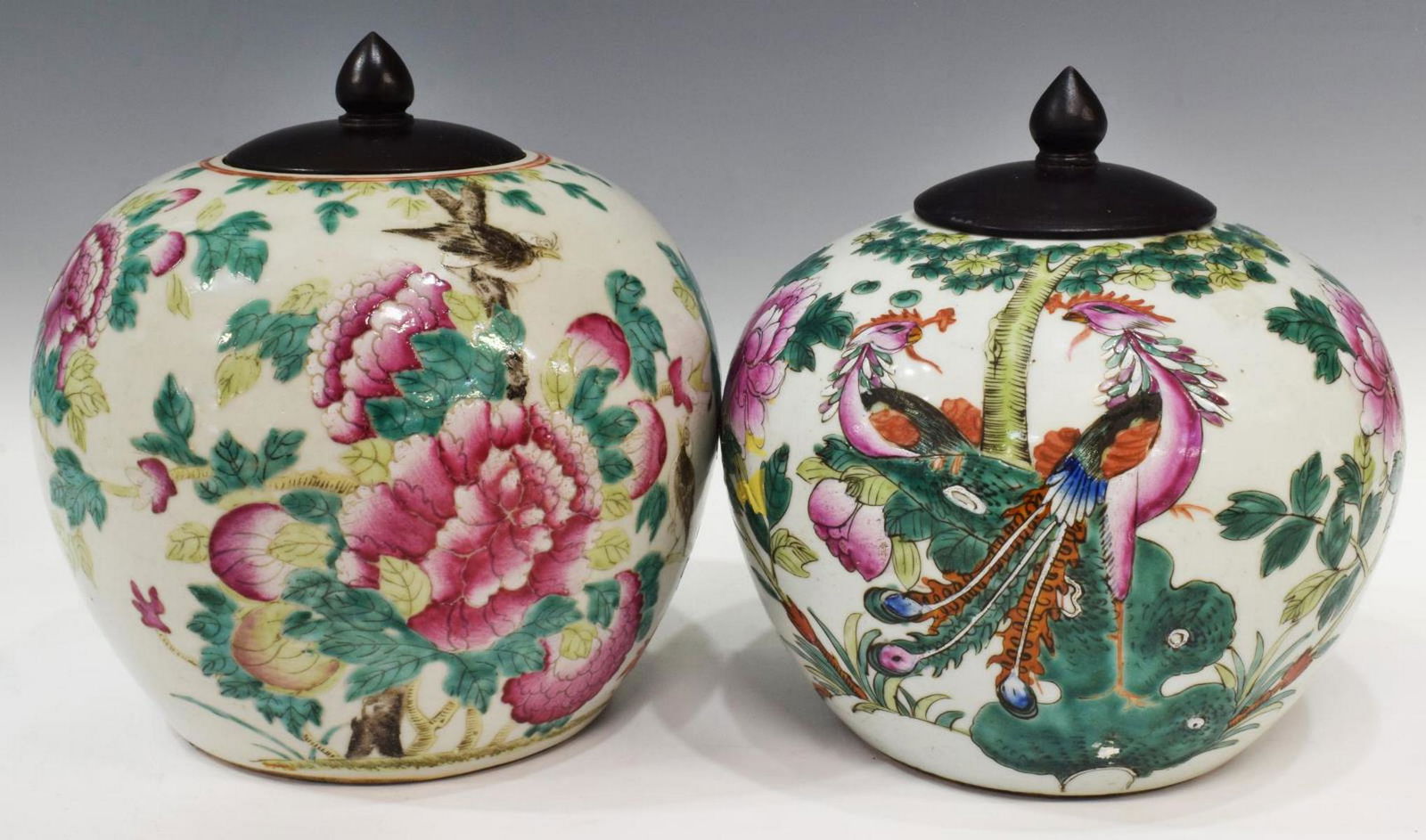 (2) CHINESE FAMILLE ROSE PORCELAIN MELON JARS (1 of 4)