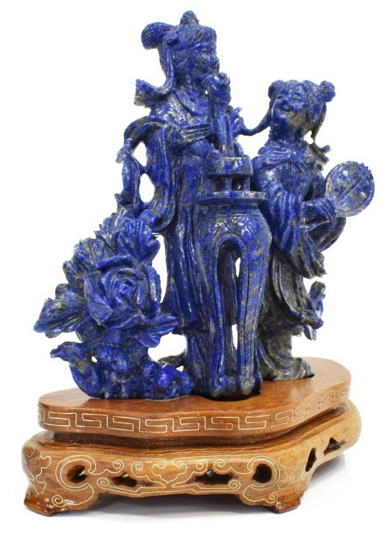 CHINESE CARVED BLUE HARDSTONE FIGURE GROUP (1 of 5)
