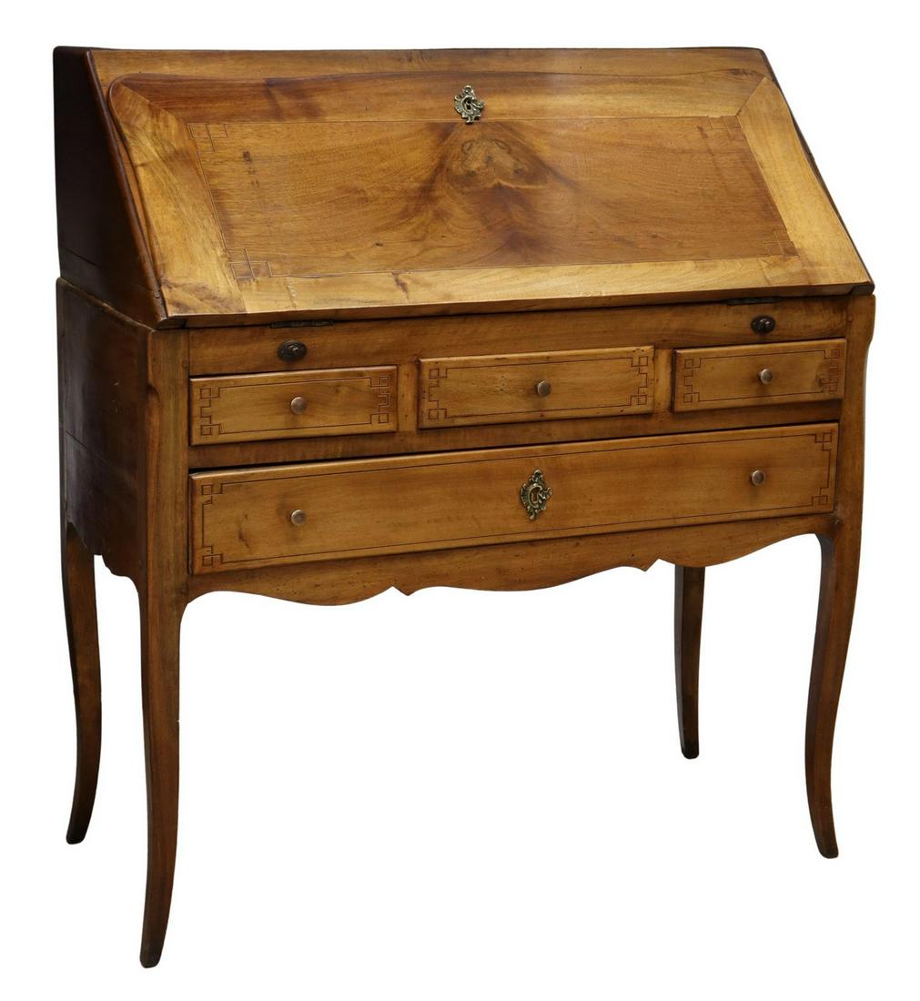 FRENCH LOUIS XV STYLE WALNUT SLANT-FRONT DESK (1 of 4)