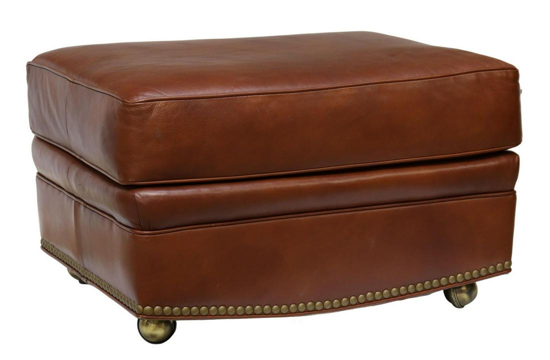 HANCOCK & MOORE HAND-CRAFTED LEATHER OTTOMAN (1 of 6)