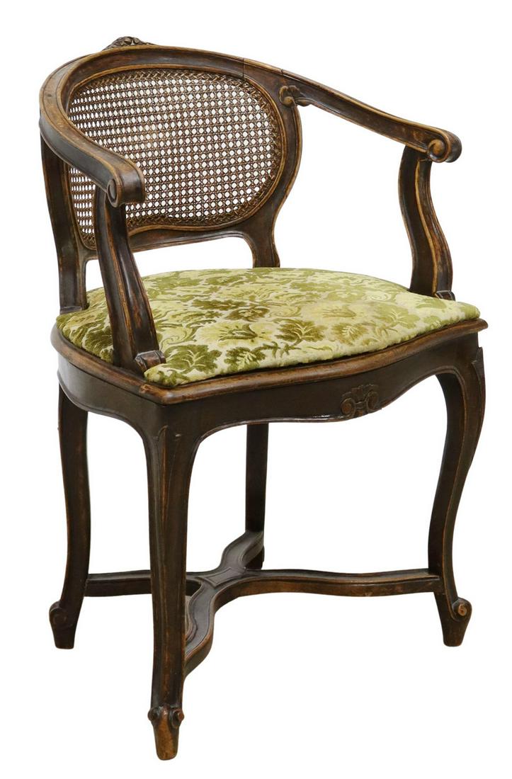 FRENCH LOUIS XV STYLE CANED ARMCHAIR (1 of 3)