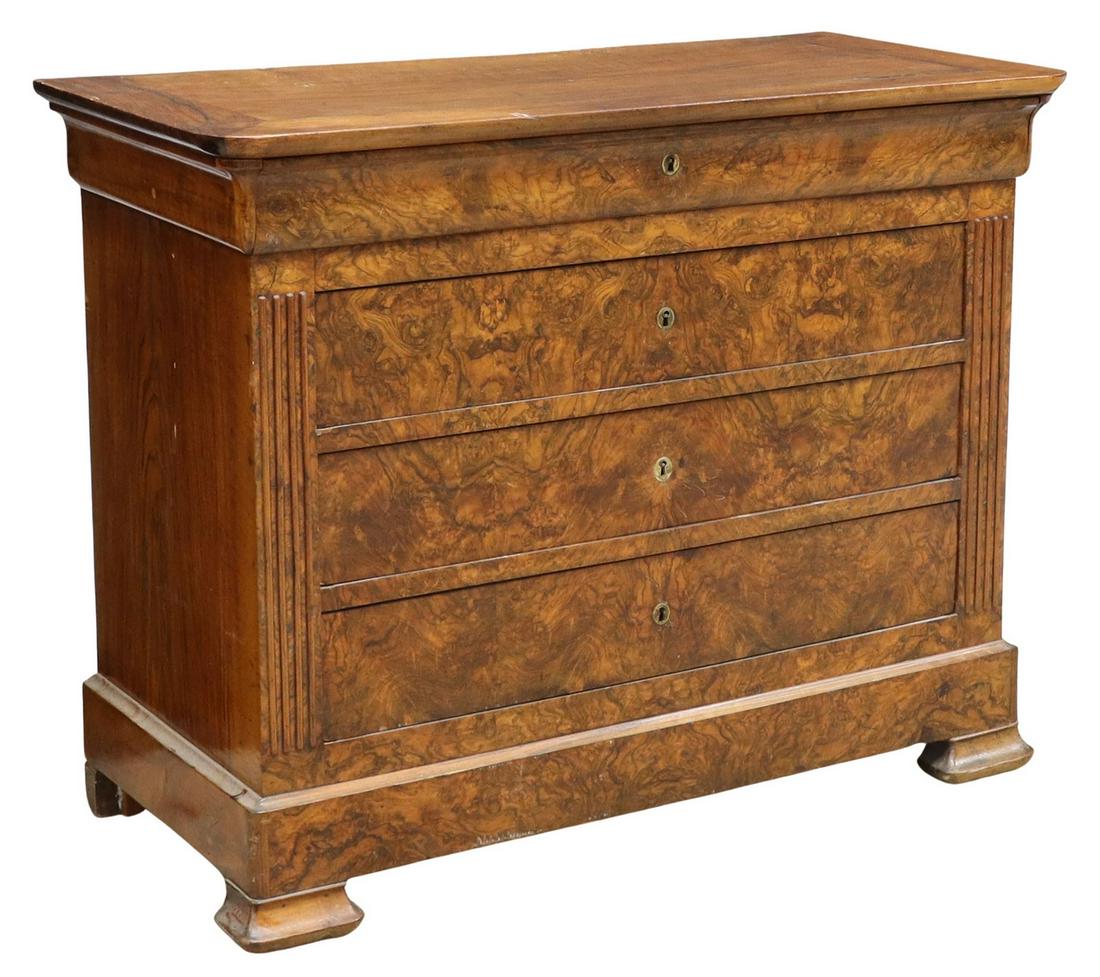 FRENCH LOUIS PHILIPPE PERIOD BURLWOOD COMMODE (1 of 5)