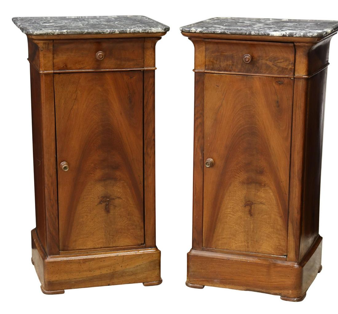 (2) FRENCH LOUIS PHILIPPE MARBLE-TOP NIGHTSTANDS (1 of 5)