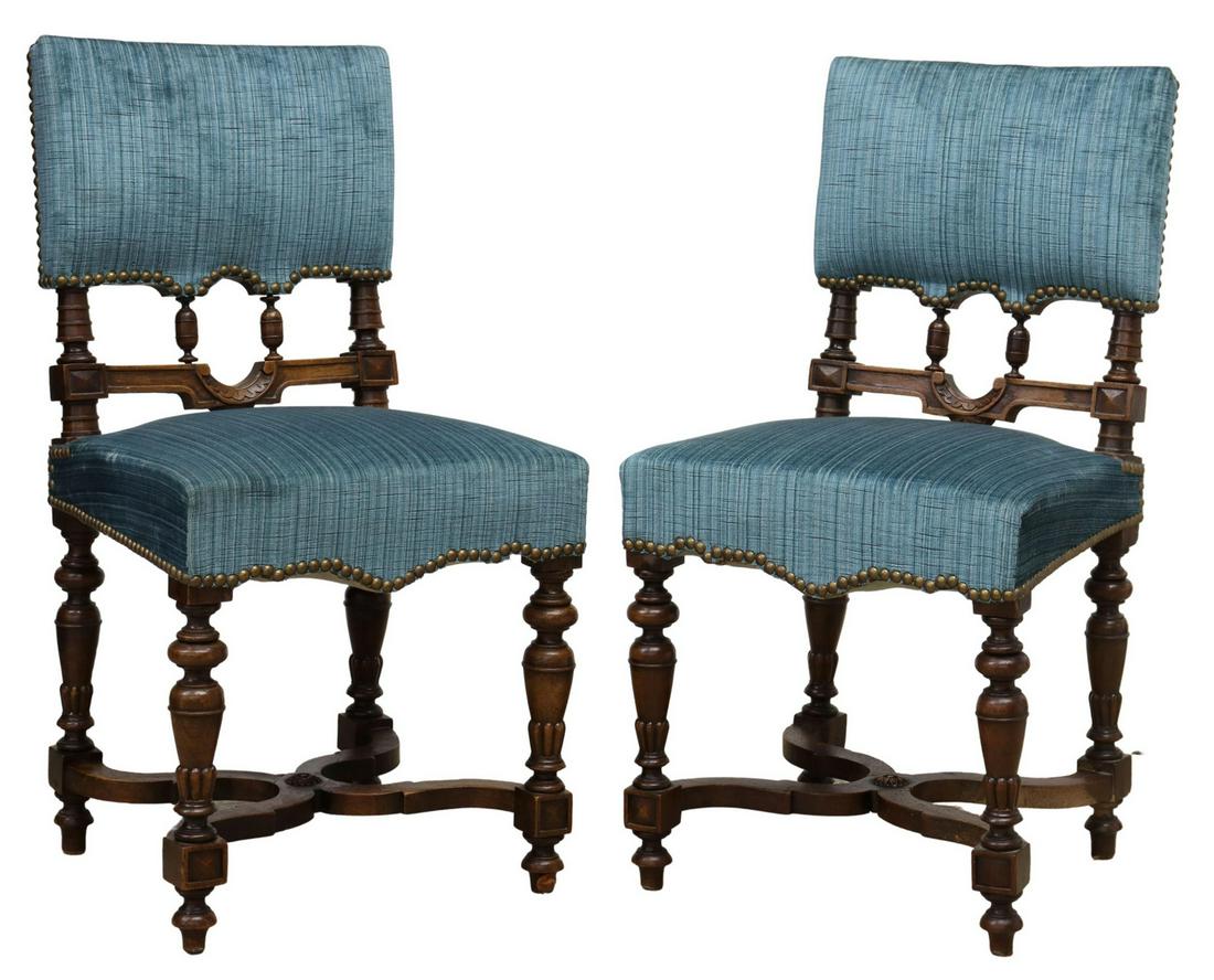 (2) FRENCH HENRI II STYLE WALNUT SIDE CHAIRS (1 of 3)